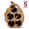 LEKUVIA Leaf-Shaped 5-Bottle Wooden Wine Rack