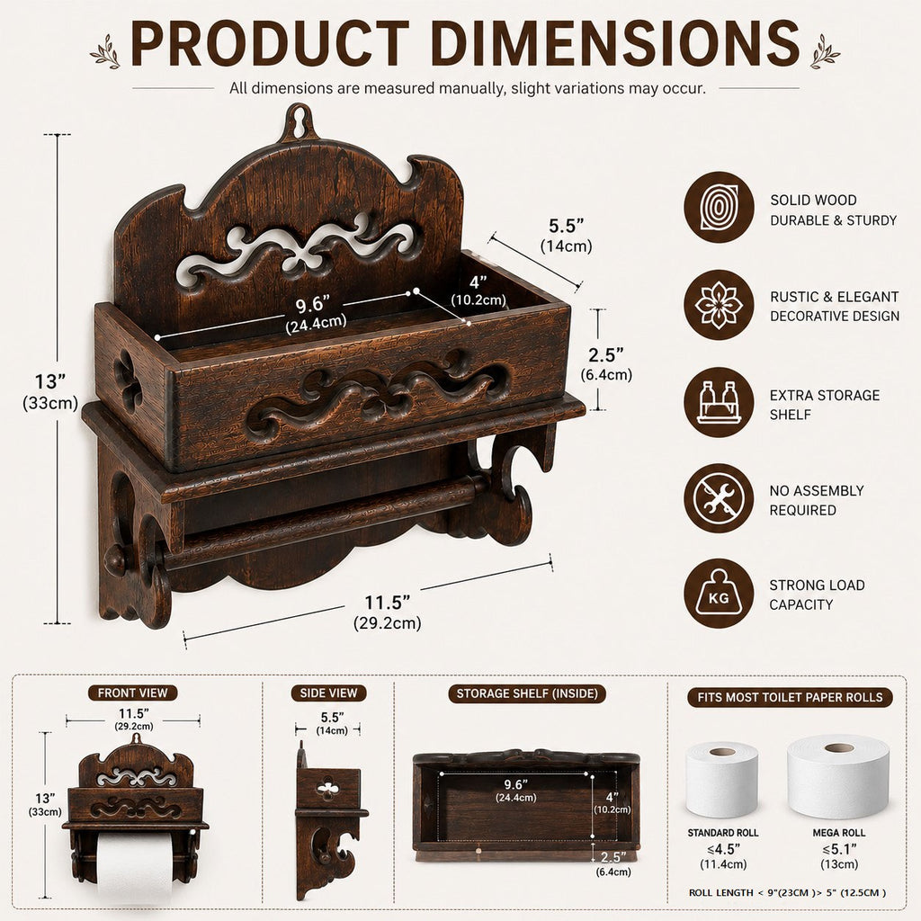 LEKUVIA Wall-Mounted Wooden Paper Towel Holder