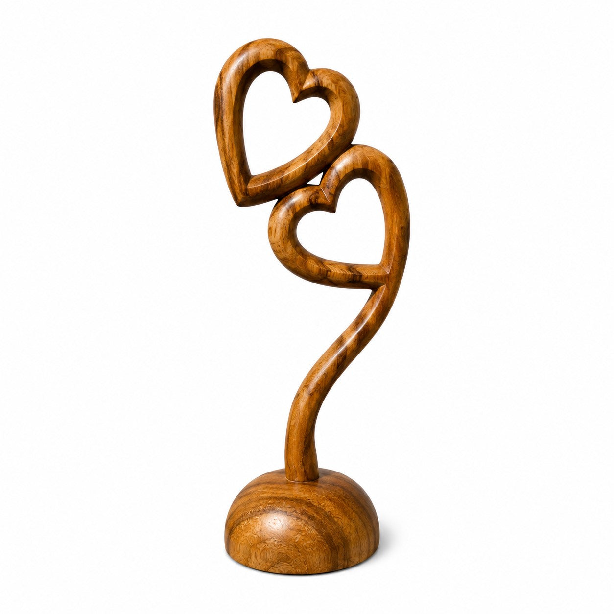 Solid Wood Heart Sculpture Decor