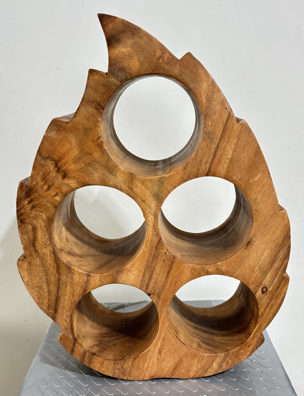 LEKUVIA Leaf-Shaped 5-Bottle Wooden Wine Rack