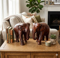 Solid wood elephant figures