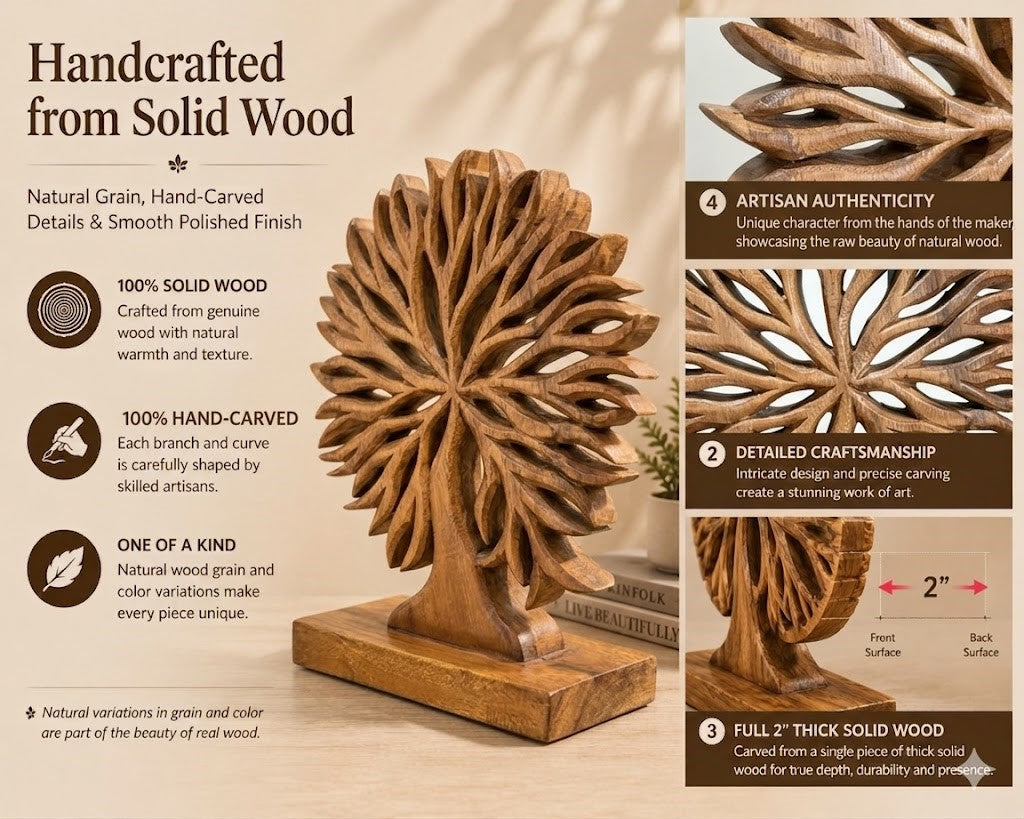 LEKUVIA Carved Wooden Tree Sculpture