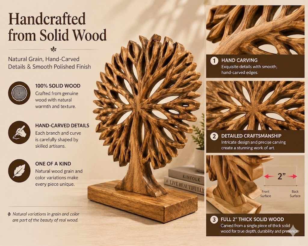 LEKUVIA Carved Wooden Tree Sculpture