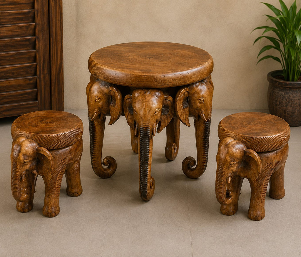 Custom Hand-Carved Animal Tables & Stools