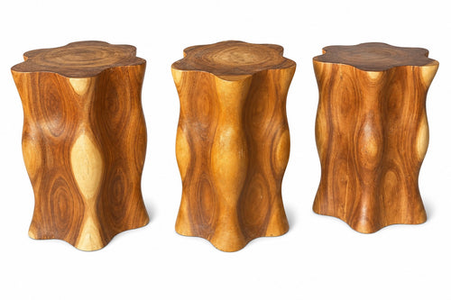 Custom Solid Wood Sculptural Stools & Side Tables | Handcrafted Organic Furniture