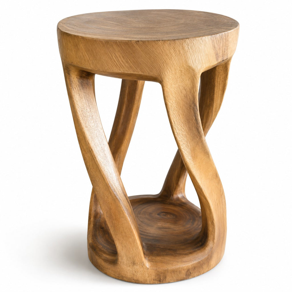 Custom Solid Wood Sculptural Stools & Side Tables | Handcrafted Organic Furniture