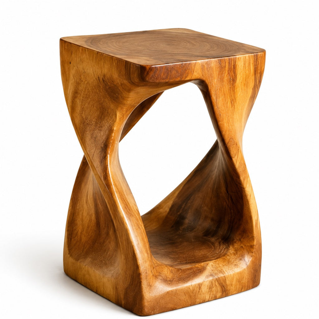 Custom Solid Wood Sculptural Stools & Side Tables | Handcrafted Organic Furniture