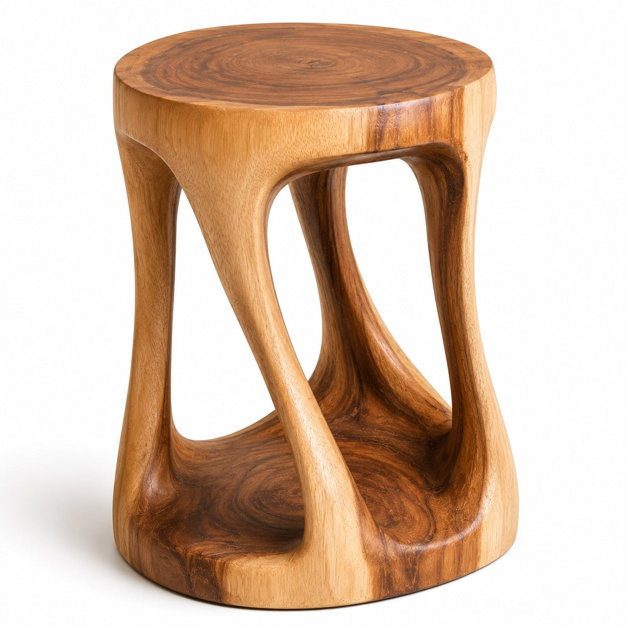 Custom Solid Wood Sculptural Stools & Side Tables | Handcrafted Organic Furniture